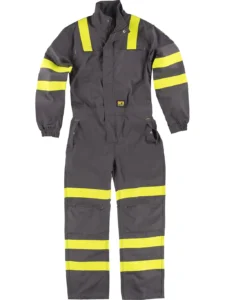 WORKTEAM Mono o Buzo Ignífugo, Antiestático y Arco Eléctrico, Visibilidad Realzada, Cintas Fluorescentes Amarillas y Triple Costura. Unisex - Imagen 2