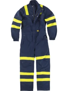 WORKTEAM Mono o Buzo Ignífugo, Antiestático y Arco Eléctrico, Visibilidad Realzada, Cintas Fluorescentes Amarillas y Triple Costura. Unisex