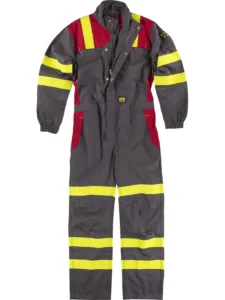 WORKTEAM Mono o Buzo Ignífugo combinado, Antiestático y Arco Eléctrico, Triple Costura, Visibilidad Realzada, Cintas Fluorescentes Amarillas y unisex - Imagen 2