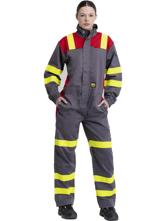 WORKTEAM Mono o Buzo Ignífugo combinado, Antiestático y Arco Eléctrico, Triple Costura, Visibilidad Realzada, Cintas Fluorescentes Amarillas y unisex - Imagen 6