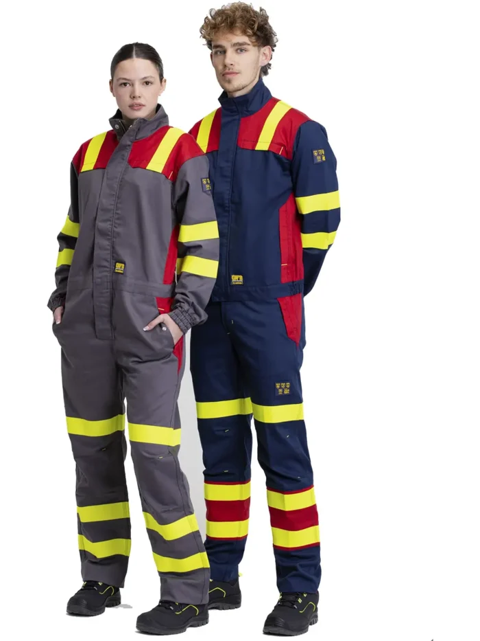 WORKTEAM Mono o Buzo Ignífugo combinado, Antiestático y Arco Eléctrico, Triple Costura, Visibilidad Realzada, Cintas Fluorescentes Amarillas y unisex - Imagen 4
