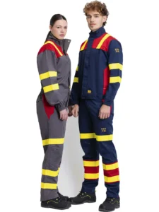 WORKTEAM Mono o Buzo Ignífugo combinado, Antiestático y Arco Eléctrico, Triple Costura, Visibilidad Realzada, Cintas Fluorescentes Amarillas y unisex - Imagen 5