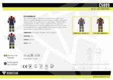 WORKTEAM Mono o Buzo Ignífugo combinado, Antiestático y Arco Eléctrico, Triple Costura, Visibilidad Realzada, Cintas Fluorescentes Amarillas y unisex - Imagen 7