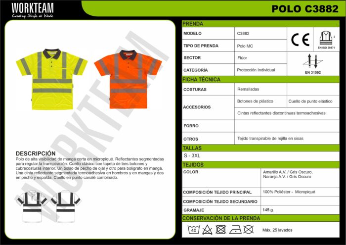 Polo hombre manga corta de Alta Visibilidad con Reflectante Segmentado y Bolsillos Funcionales: Flexibilidad y Visibilidad Superior - Imagen 4