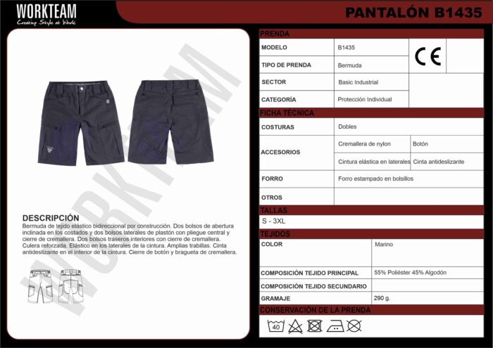 Bermuda de Trabajo Hombre Elástica Bidireccional | Multibolsillos con Cremallera, Culera Reforzada - Imagen 3