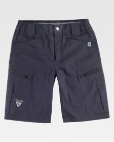 Bermuda de Trabajo Hombre Elástica Bidireccional | Multibolsillos con Cremallera, Culera Reforzada