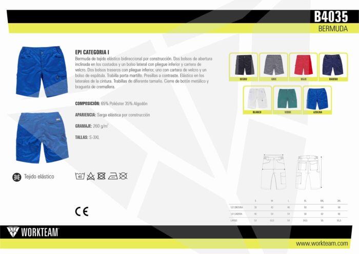 Bermuda de Trabajo Hombre Elástica | Multibolsillos con Velcro, Porta Martillo y Cintura Ajustable - Imagen 10