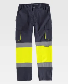Work Team Pantalón Slim Fit de Alta Visibilidad y Cintas Reflectantes, Tejido Elástico. EN ISO 20471. Clase 1. Unisex